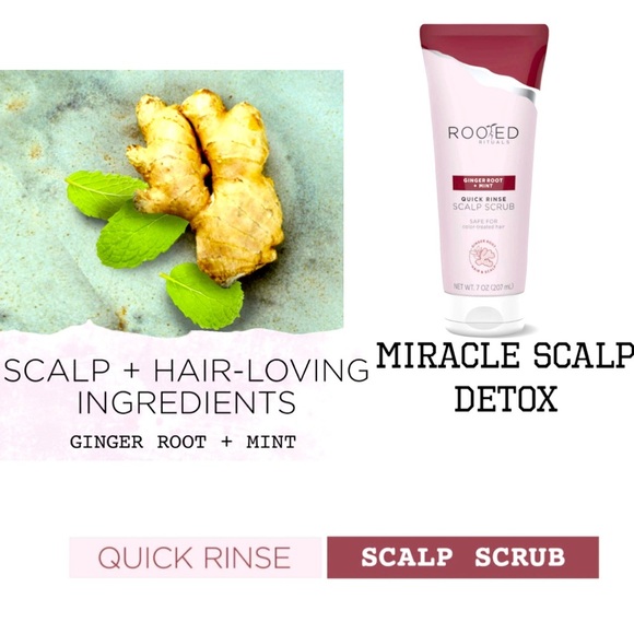 Rooted Rituals Ginger Root and Mint Quick-Rinse Scalp Scrub, 6.7 fl‎ oz NEW - Picture 2 of 7